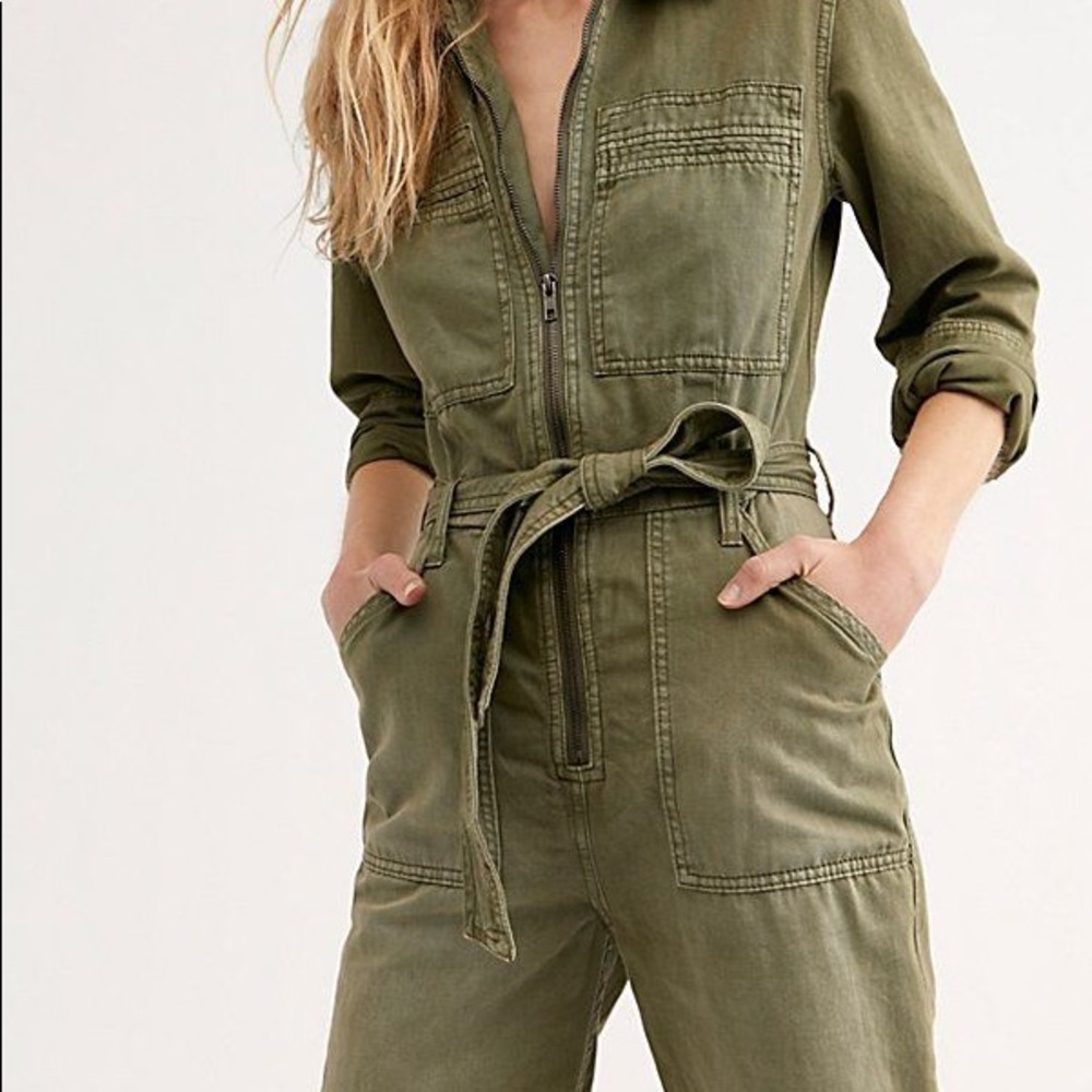 Free People Army Green Charlie Coverall / jumpsuit